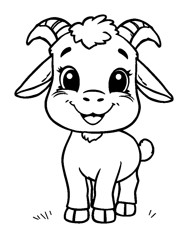 Goat colouring page — free printable for kids