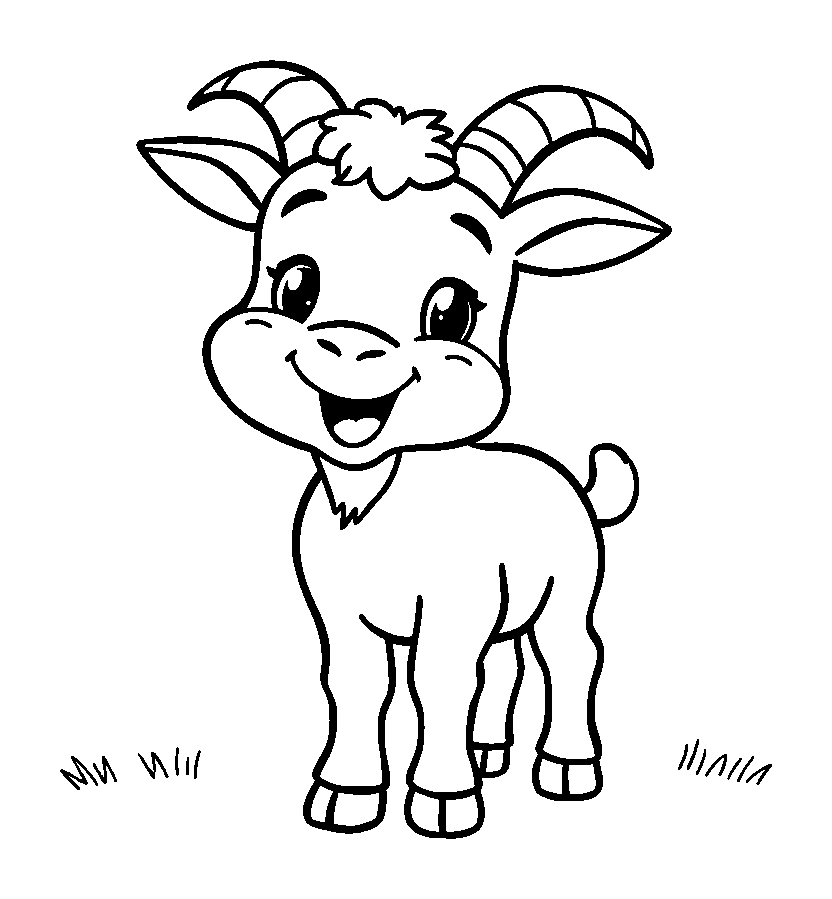 Goat colouring page — free printable for toddlers
