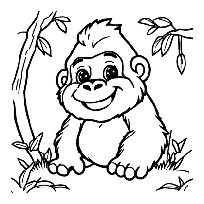 Gorilla Colouring Page (Kids, Bold & Easy)