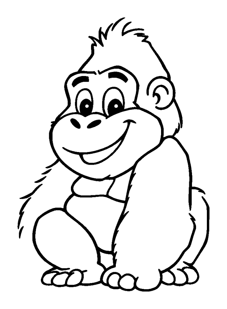 Gorilla Colouring Page (Toddler, Bold & Easy) colouring page
