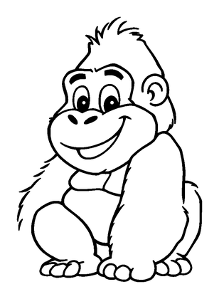 Gorilla Colouring Page (Toddler, Bold & Easy)