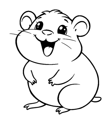 Hamster Colouring Page (Kids, Bold & Easy)