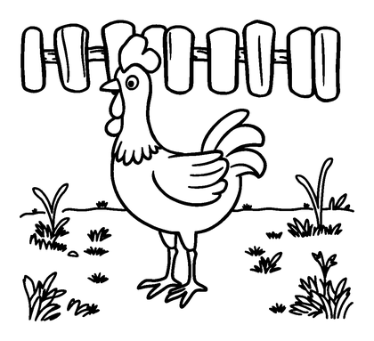 Hen Colouring Page (Toddler, Bold & Easy)