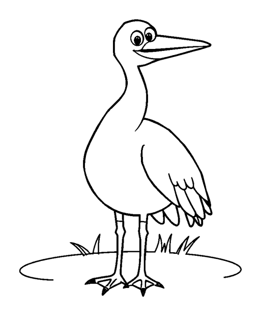Heron colouring page — free printable for toddlers