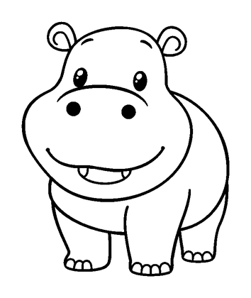 Hippo Colouring Page (Kids, Bold & Easy)