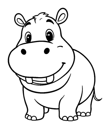 Hippo Colouring Page (Kids, Standard)