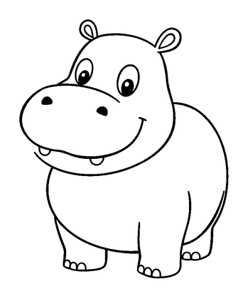 Hippo Colouring Page (Toddler, Bold & Easy)