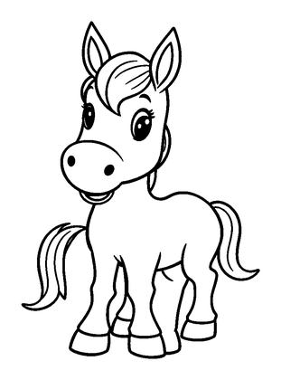 Horse Colouring Page (Kids, Bold & Easy)
