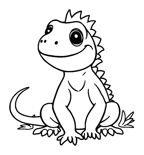 Iguana colouring page — free printable for kids