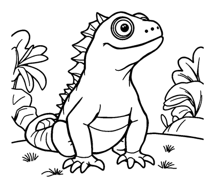 Iguana Colouring Page (Toddler, Bold & Easy)