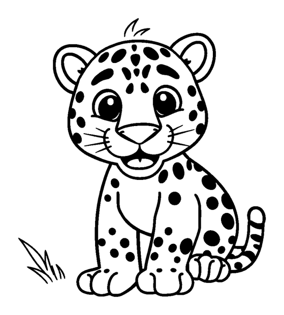 Jaguar colouring page — free printable for kids