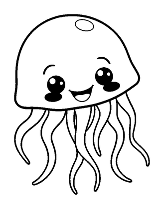 Jellyfish Colouring Page (Toddler, Bold & Easy)