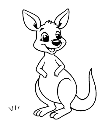 Kangaroo Colouring Page (Kids, Standard)
