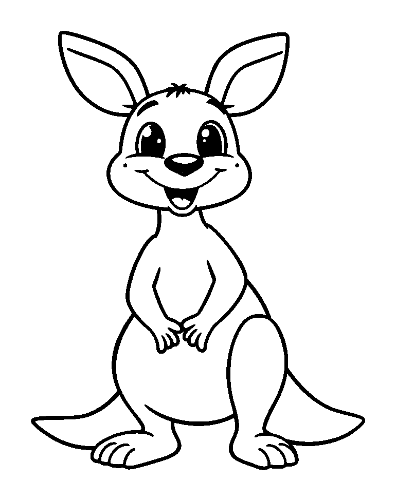 Kangaroo colouring page — free printable for toddlers