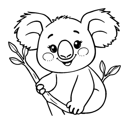 Koala Colouring Page (Kids, Bold & Easy)