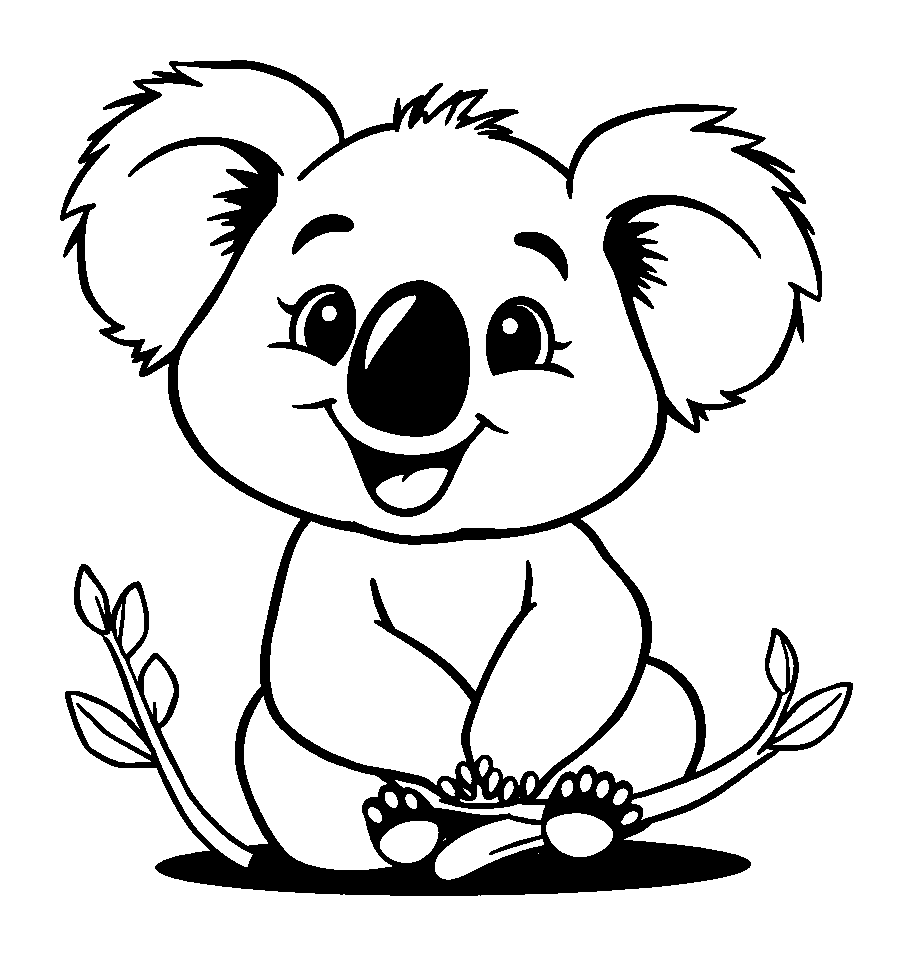 Koala colouring page — free printable for kids