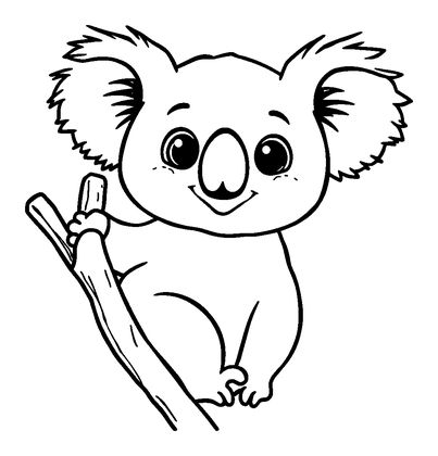 Koala Colouring Page (Toddler, Bold & Easy)