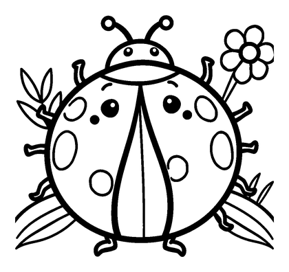 Ladybird Colouring Page (Toddler, Bold & Easy)