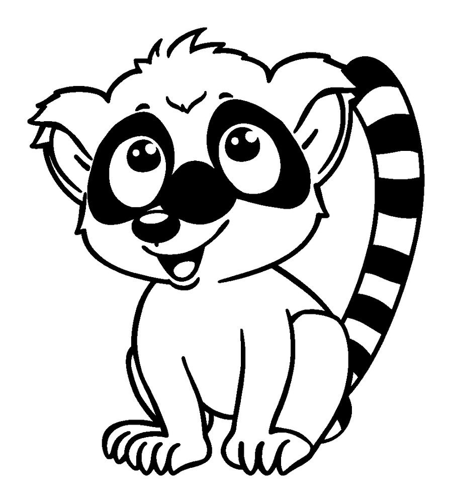 Lemur colouring page — free printable for kids