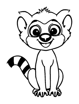 Lemur Colouring Page (Toddler, Bold & Easy)