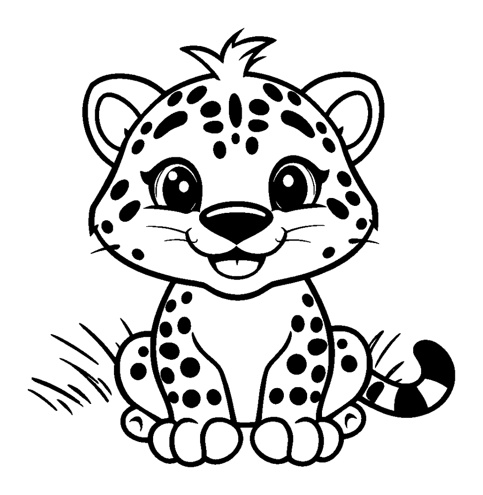 Leopard colouring page — free printable for kids