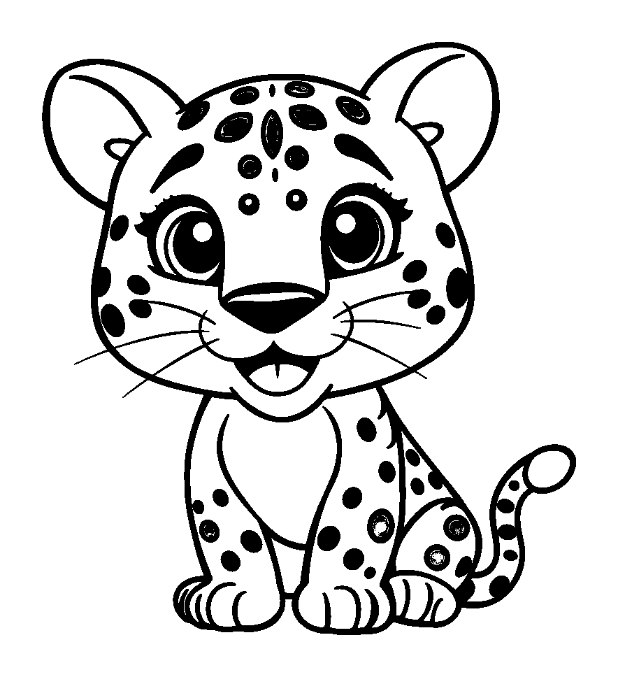 Leopard colouring page — free printable for kids