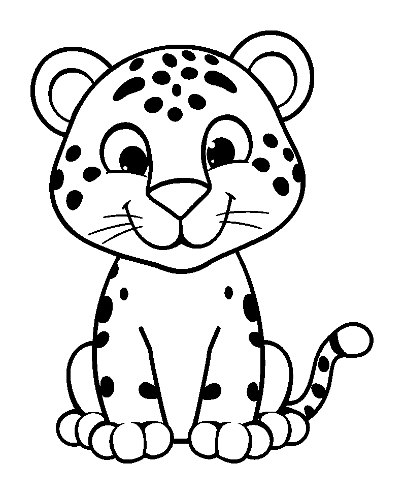 Leopard colouring page — free printable for toddlers