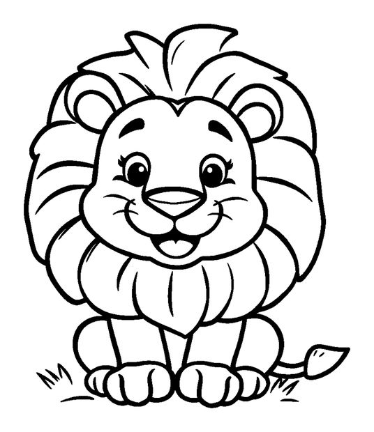 Lion colouring page — free printable for kids