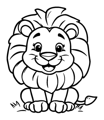 Lion Colouring Page (Kids, Bold & Easy)