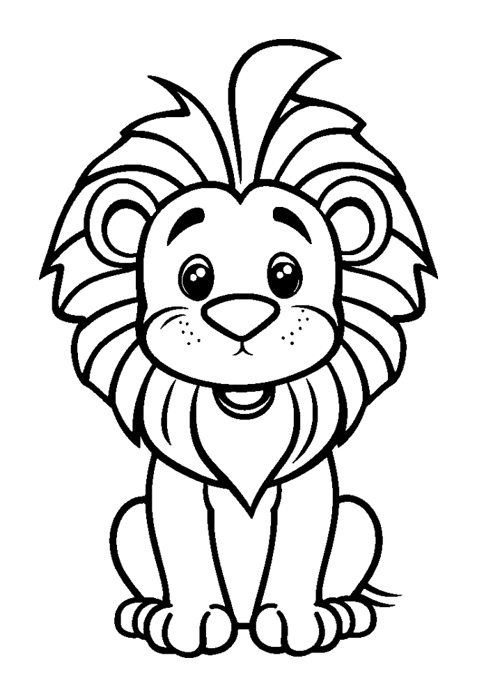 Lion colouring page — free printable for kids