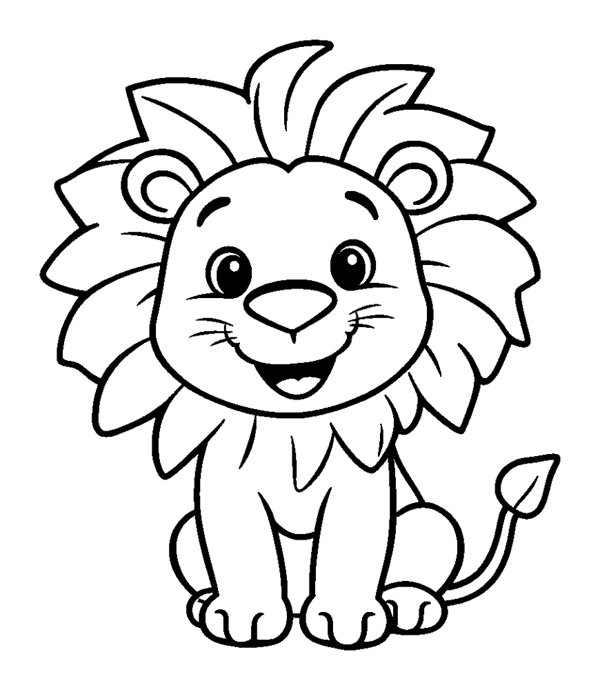 Lion colouring page — free printable for toddlers