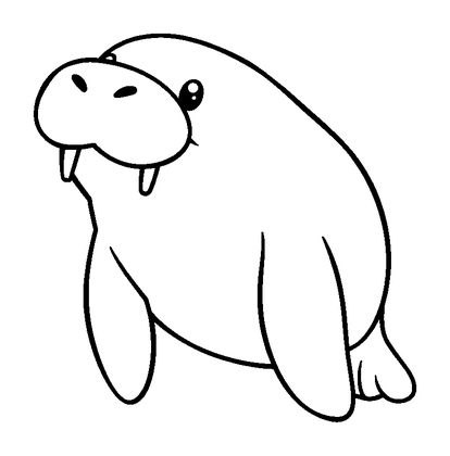 Manatee Colouring Page (Kids, Bold & Easy)