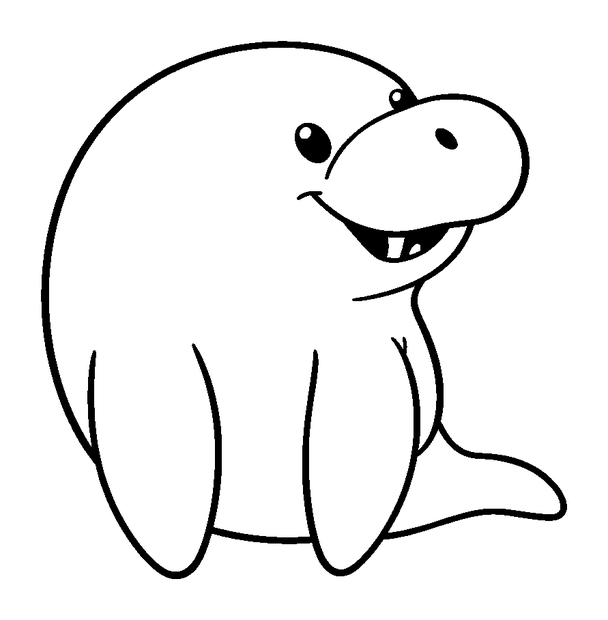 Manatee colouring page — free printable for toddlers