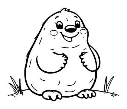 Mole Colouring Page (Toddler, Bold & Easy)