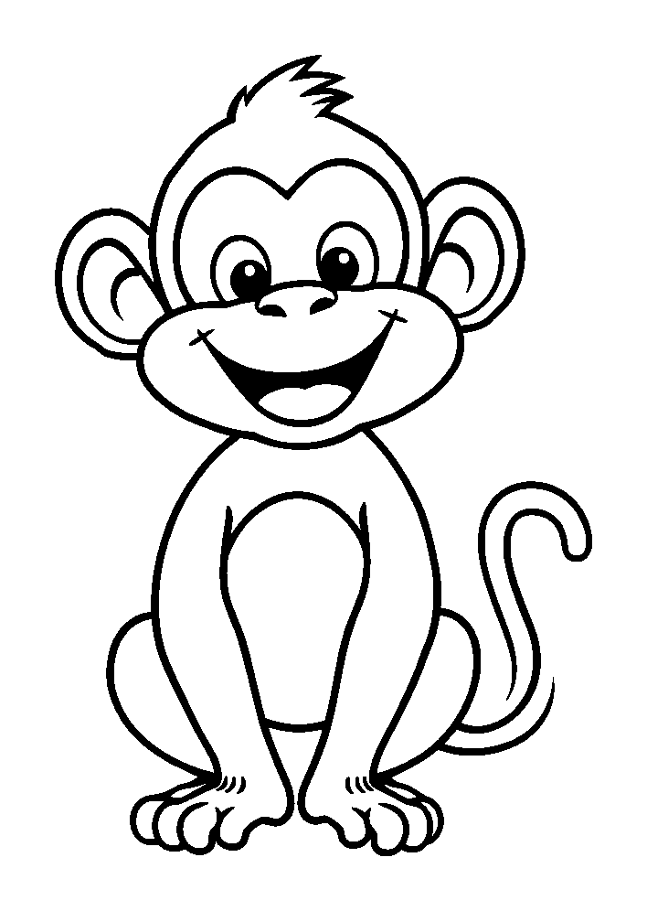 Monkey colouring page — free printable for kids