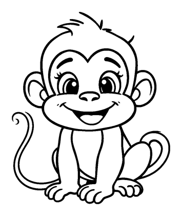 Monkey Colouring Page (Kids, Standard)