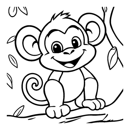 Monkey Colouring Page (Toddler, Bold & Easy)
