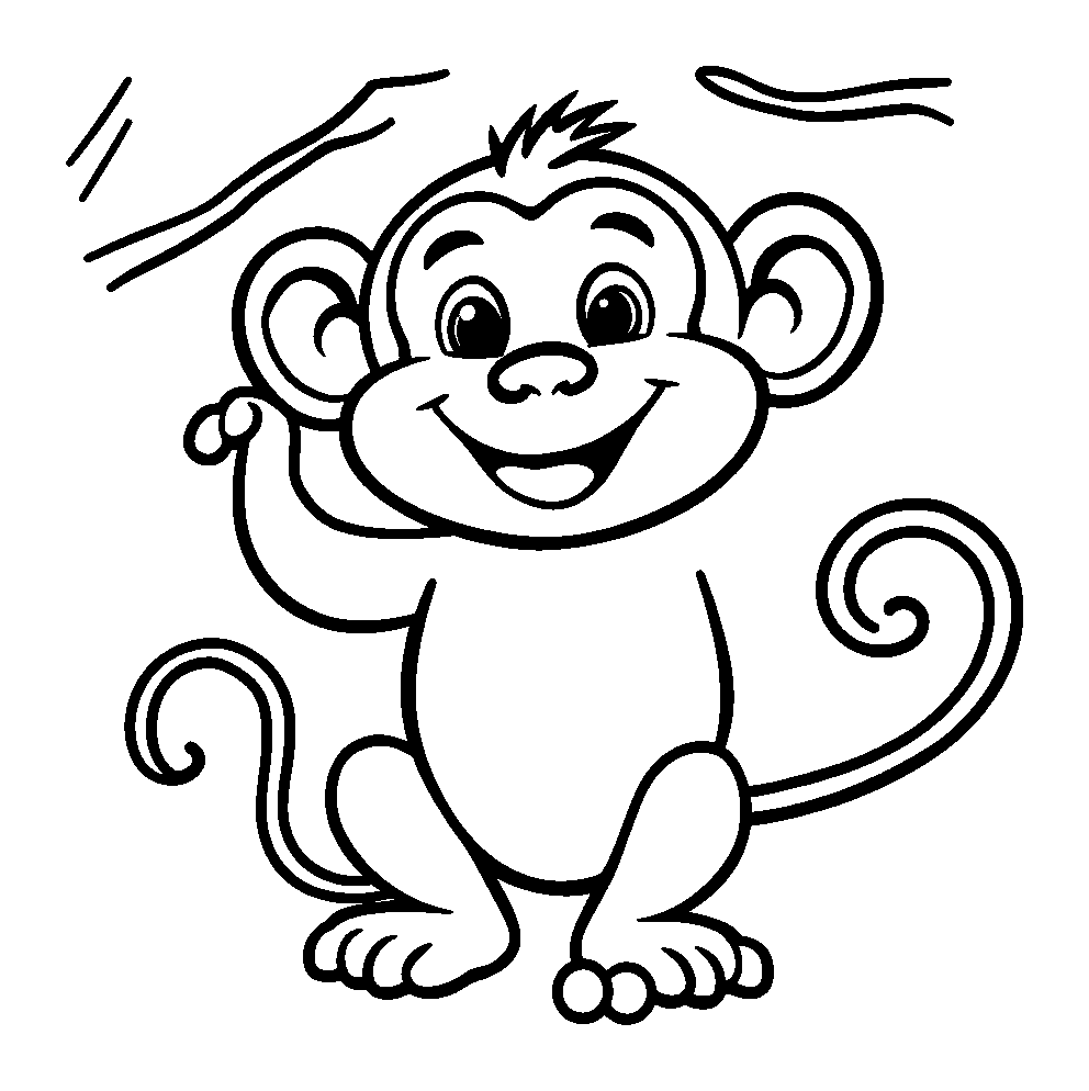 Monkey colouring page — free printable for toddlers