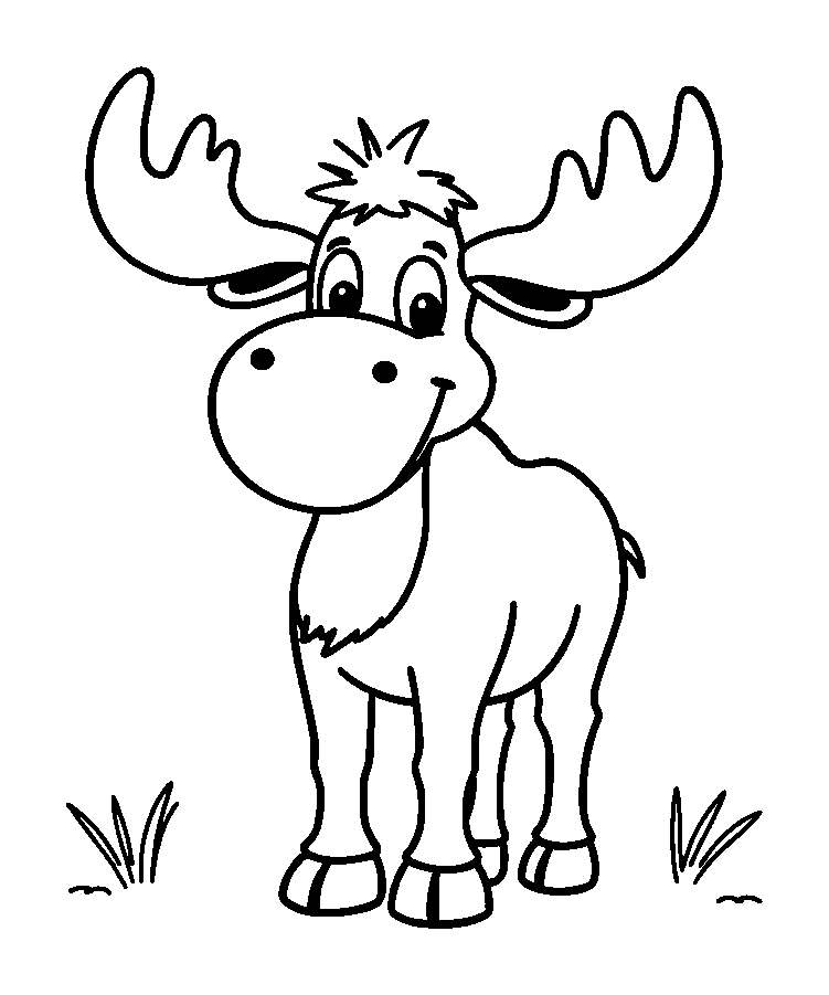Moose colouring page — free printable for toddlers