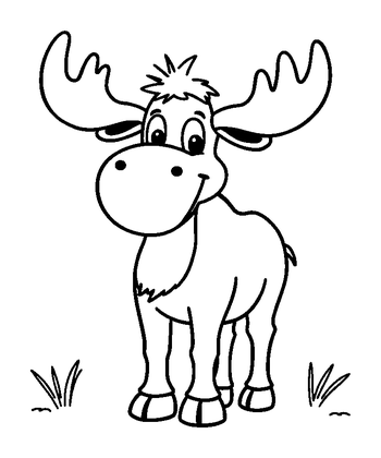 Moose Colouring Page (Toddler, Bold & Easy)