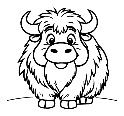 Musk Ox Colouring Page (Kids, Bold & Easy)