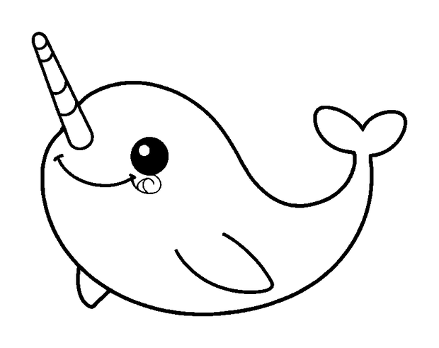 Narwhal colouring page — free printable for kids