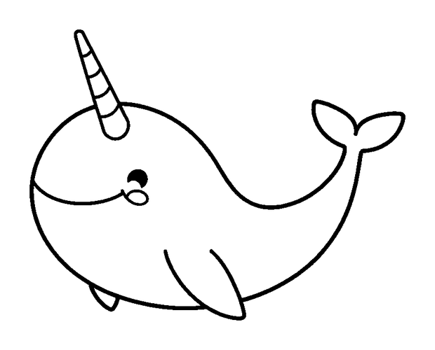 Narwhal colouring page — free printable for toddlers