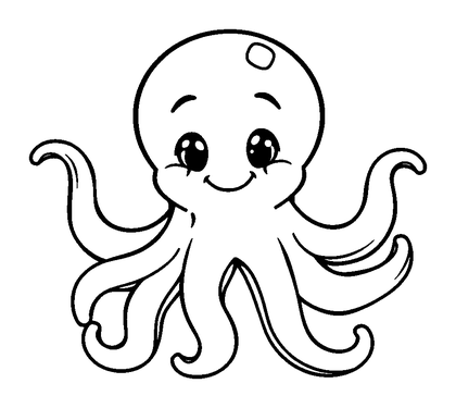 Octopus Colouring Page (Kids, Standard)