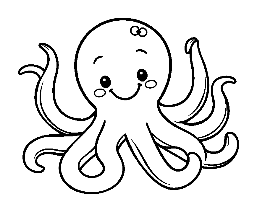 Octopus colouring page — free printable for toddlers