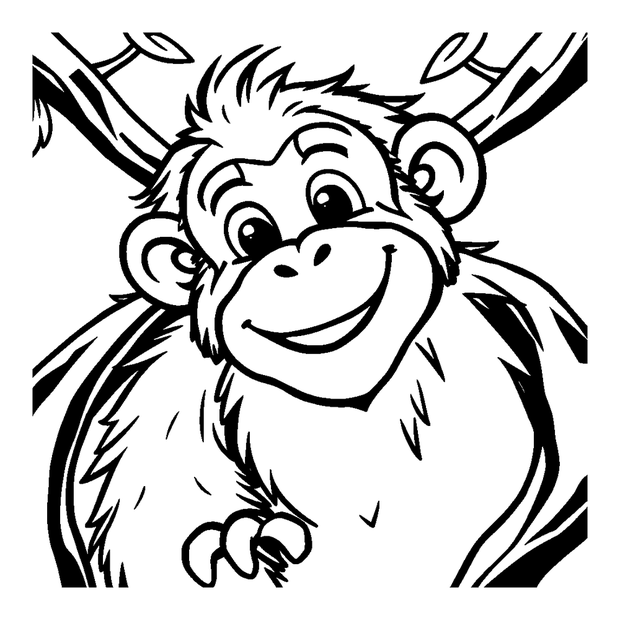 Orangutan colouring page — free printable for kids
