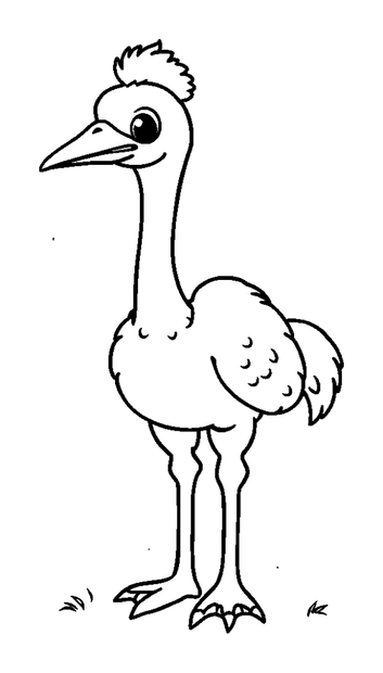 Ostrich colouring page — free printable for toddlers