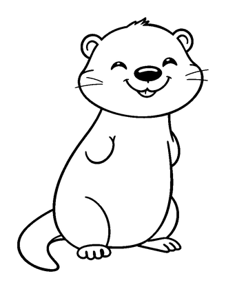 Otter Colouring Page (Toddler, Bold & Easy)