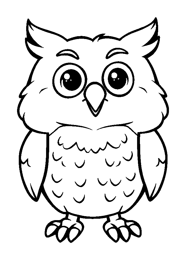 Owl colouring page — free printable for kids