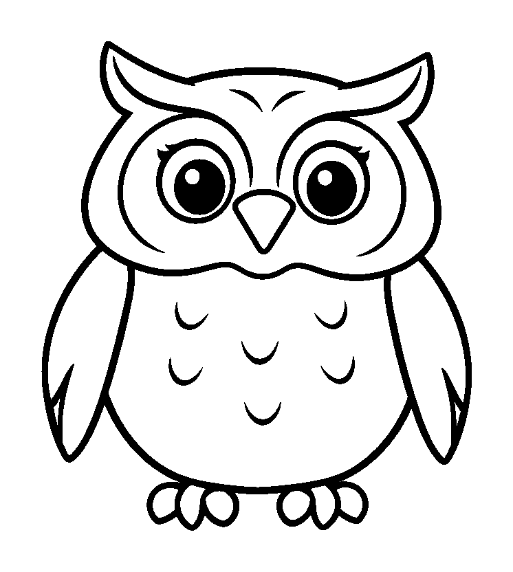 Owl colouring page — free printable for toddlers